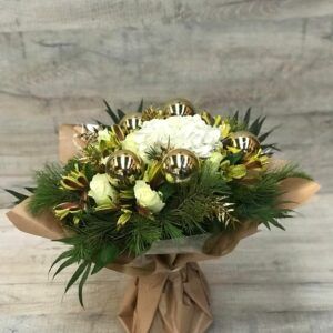 Bouquet de Noël Blanc et Or