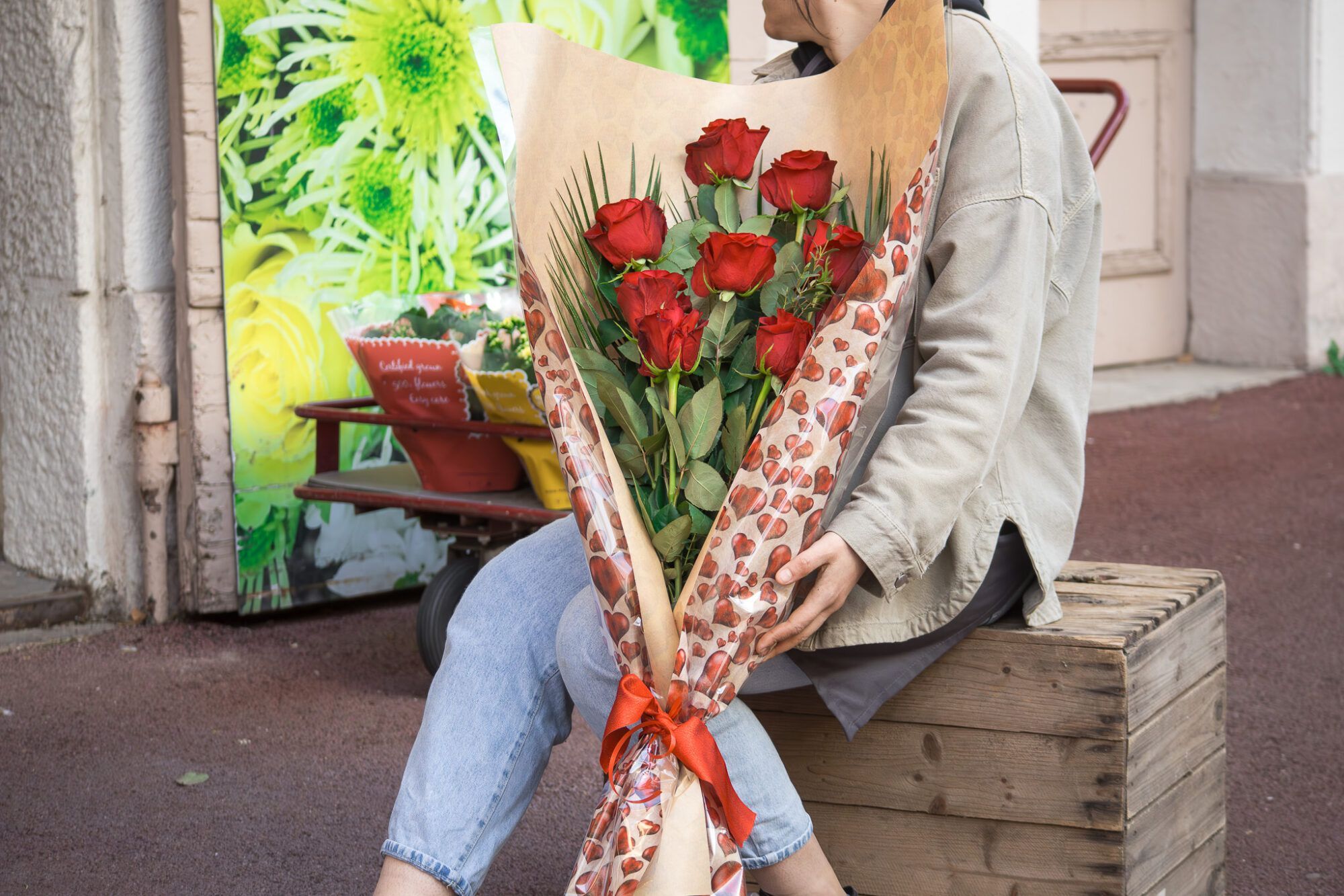 Bouquet de Roses Saint-Valentin – 70 cm